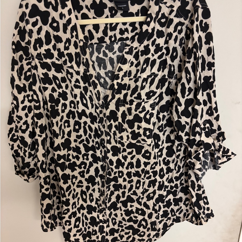Disney Minnie Black and cream Leopard Print Blouse